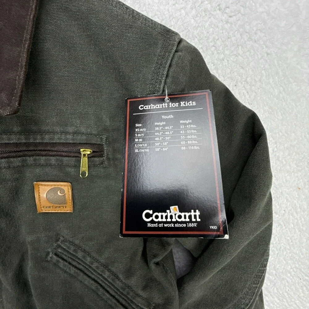 Carhartt Detroit Jacket Fleece Lined Youth Medium (8) YYJ97 MOS Green‎ NWT NOS